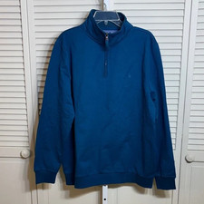 NWT WoolOvers Men's Organic Cotton Cotton Half Zip Jumper Deep Teal Large