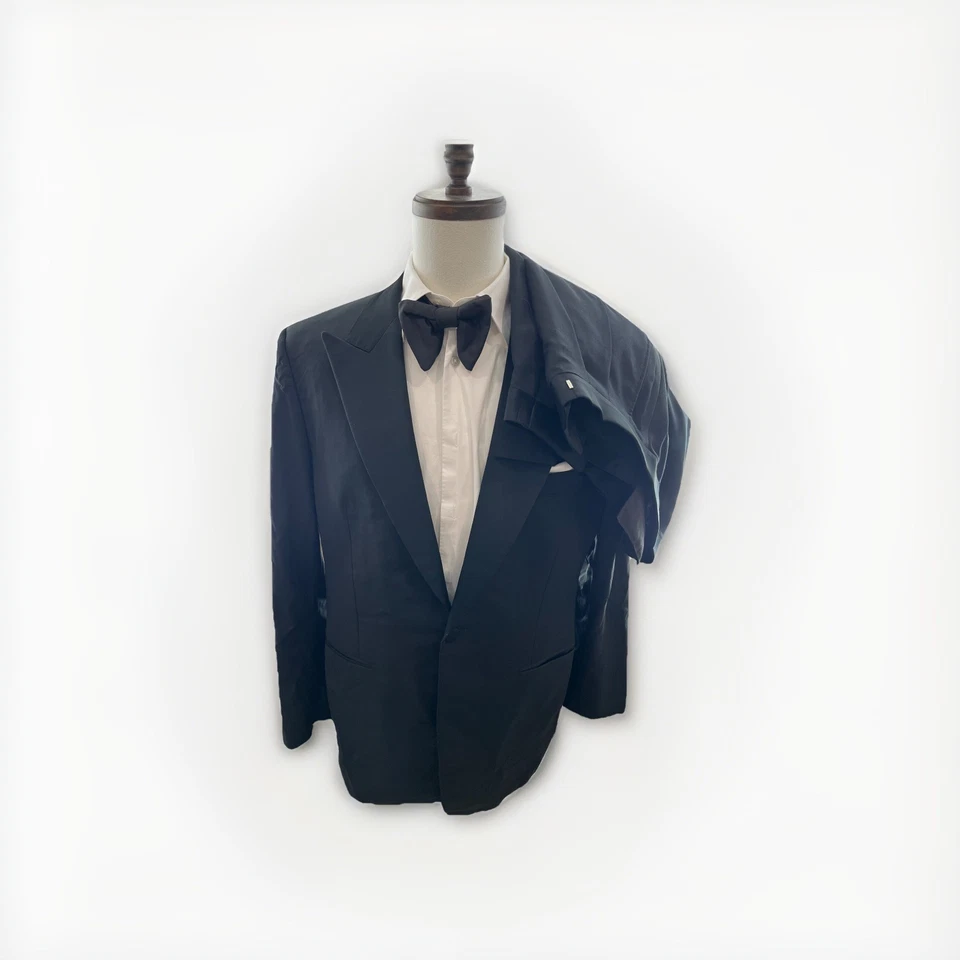 CHAQUETA ESMOQUIN CANALI PARA HOMBRE NEGRA PANTALONES UNK 42L/39x29 LANA MOHAIR HECHA EN ITALIA ¡EN MUY BUENA CONDICIÓN! Foto 2 de 4