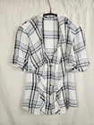 ​VIVIENNE WESTWOOD Red Label Draped Plaid Shirt Blue Black White IT 40 UK 8