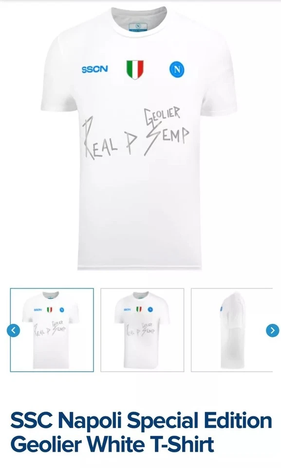 Camisa SSC Napoli x Geolier Sanremo Blanca Licencia Oficial XL Maradona 10 Foto 4 de 4