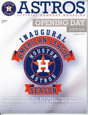 Houston Astros 1st American League Regular Season Game Played Program Scorecard