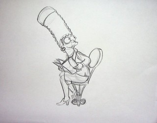 Simpsons 1990s Series Production Hand Drawn Model Cel Layout