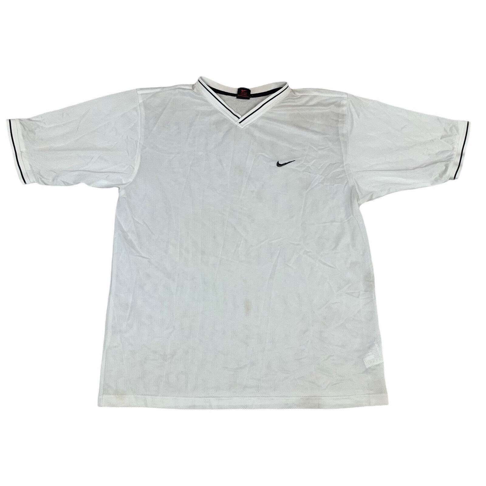 Vintage Nike Shirt Mens Large White Black Tag Swoosh Mesh 