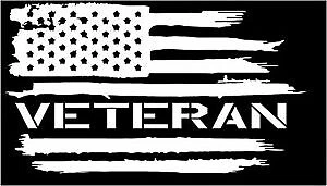 NEXUS DECALS Vinyl Decal for Window - American Flag Military Veteran, Various Colors & Sizes