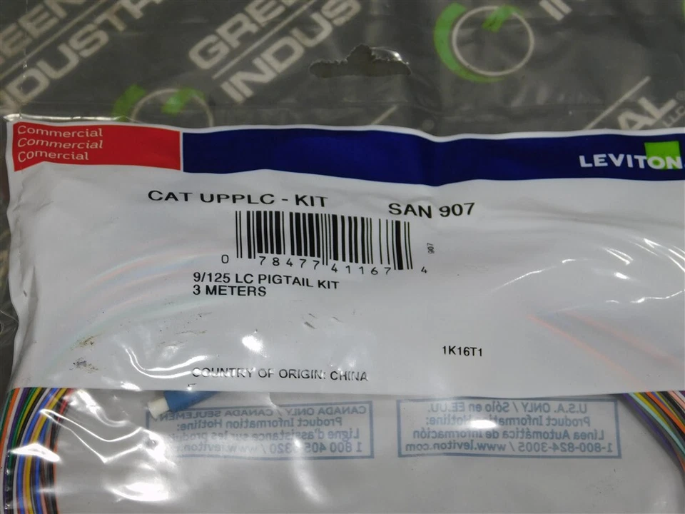 NEW Leviton UPPLC-KIT Economy 12-Fiber Pigtail Kit 1 Mode UPC Polish OS2 LC 3 m - Image 4 of 4