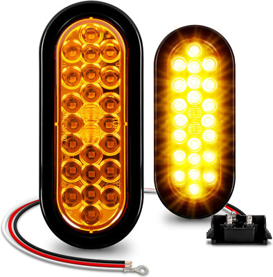 TRUE MODS 2Pc 6'' Amber Oval LED Trailer Tail Light Kit [DOT FMVSS 108] [SAE STIP
