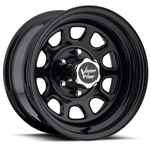 15 inch 15x10 Vision 84H STEEL D WINDOW Gloss Black wheel rim 6x5.5 ...
