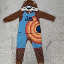 Space Jam Pajamas Suit One Piece Costume Taz Tune Squad Boys XS Hoodie