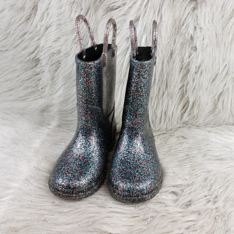 Botas de lluvia impermeables sin cordones negras brillantes Western Chief para niños talla 10 Foto 3 de 4