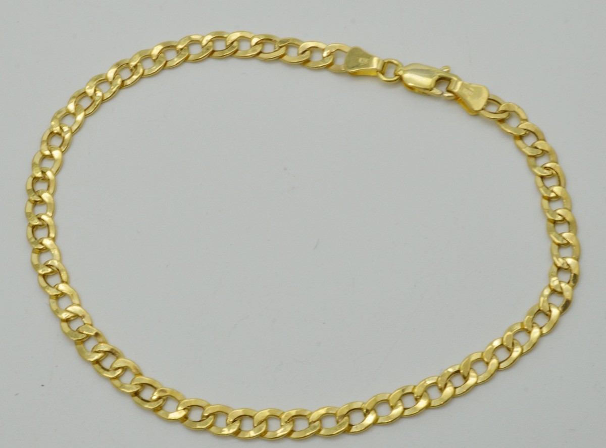 10k Yellow Gold Solid Flat Cuban Link Chain Bracelet – 8mm, 8 Inches, 15.1 Grams