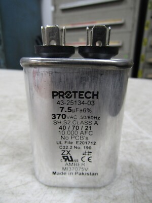 💥NEW PROTECH 43-25134-03 SINGLE OVAL-METAL CAPACITOR 7.5µF+6% 370