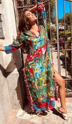 ANTICA SARTORIA 2022 TROPICAL SAFARI LONG MUMU/KAFTAN L/XL NWT DRESS