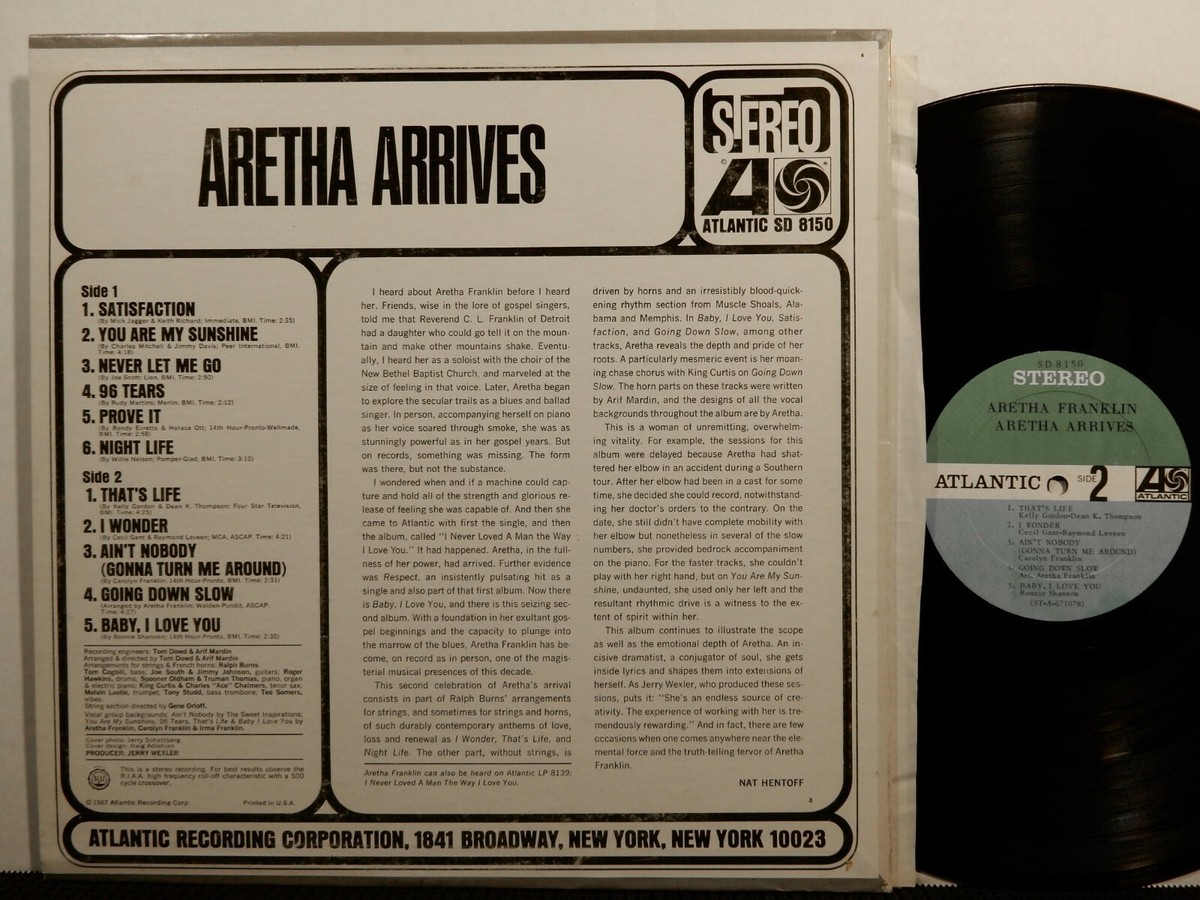 ARETHA FRANKLIN Aretha Arrives LP ATLANTIC SD 8150 STEREO