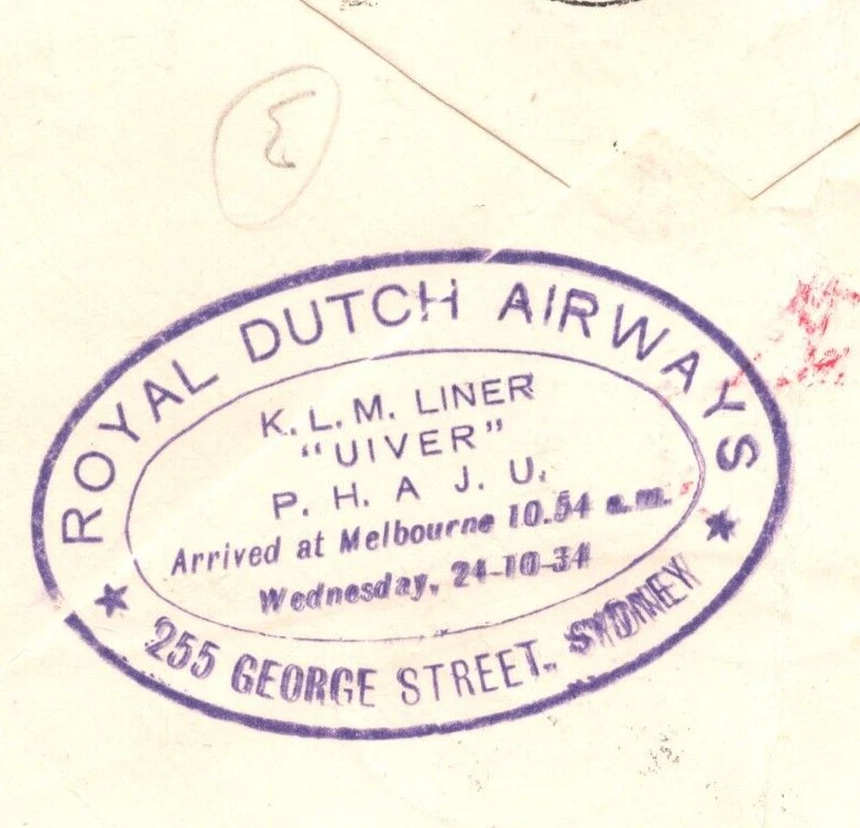 NETHERLANDS/AUSTRALIA *AIR RACE* Cachet 1934 KLM LONDON-MELBOURNE Air Mail MA301 - Image 2 of 4