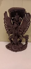BALI GARUDA WINGED GRIFFIN DRAGON WOOD HAND CARVED SCULPTURE 16X10 FIGURINE RARE