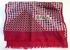 Vintage PAOLI Scarf Oblong Red Purple Pink Geometric Pattern Read Description