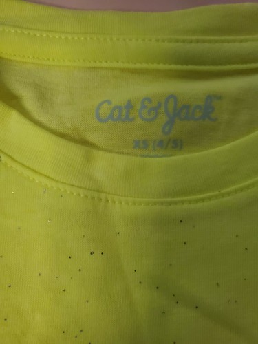 Cat & Jack Girls Shirt Short Sleeve Neon Yellow 4/5 - Picture 4 of 5