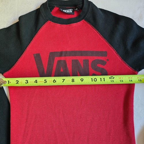 VANS Boys Thermal Long Sleeve Shirt in Red & Black sz M - Picture 6 of 8