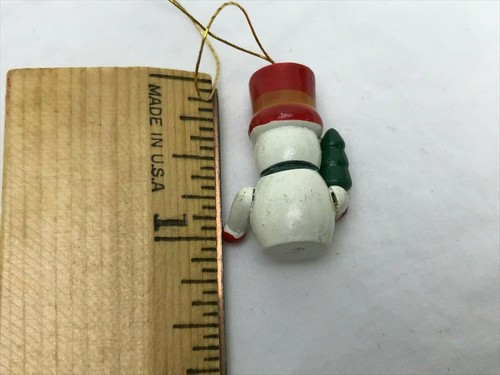 Miniature Wood Christmas Charm Ornaments Tiny Bell Small Snowman Mini Creche - Picture 7 of 11