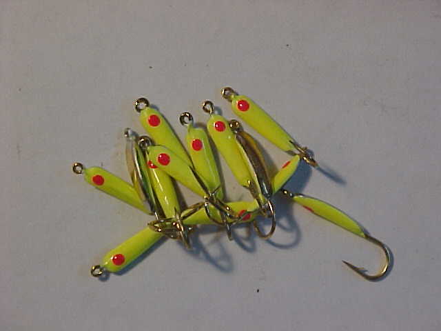 12 NEW ASSORTED colors ROCKER PANFISH JIGS SIZE 10 fishing ICE gold backs