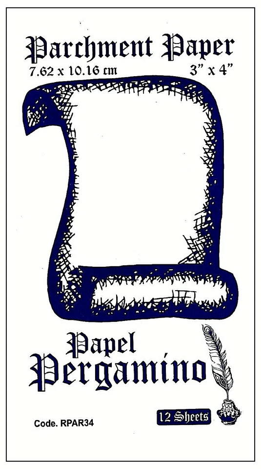 PARCHMENT PAPER 3" X 4" 12 PIECES-PAPEL PERGAMINO 3 "X 4" 12 PIEZAS