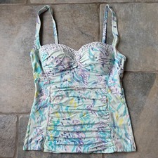 Lilly Pulitzer Ruched Hibiscus Tankini Top Size 6 Adjustable Straps Style 002943