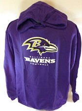 Mens NFL Majestic Baltimore Ravens Screened Logo Fleece Football Pullover Hoodie