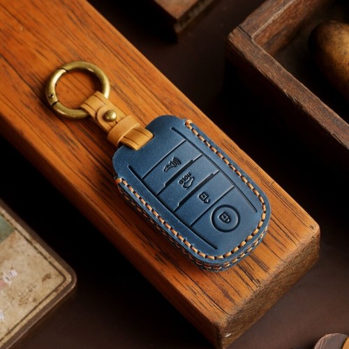 Genuine Leather Car Key Case Cover For KIA K3 k5 Cerato Forte Sorento Rio Rio5  - Picture 7 of 13