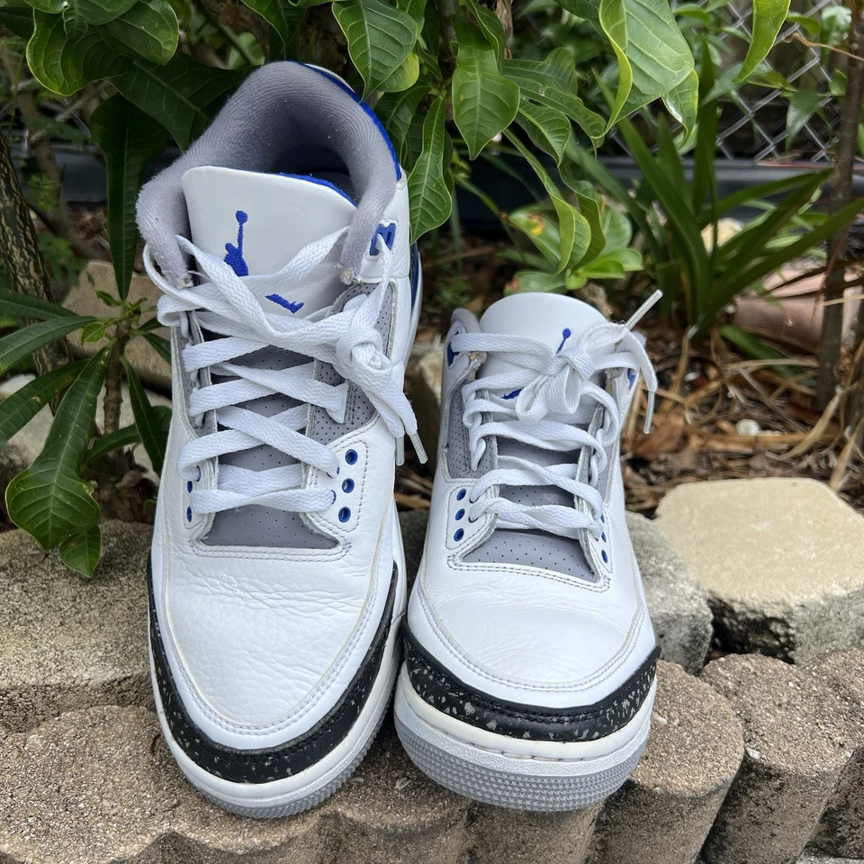 Air Jordan 3 Retro Mid Racer 蓝色白色 CT8532-145 男式运动鞋 8 码 — 第 3/4 张图片