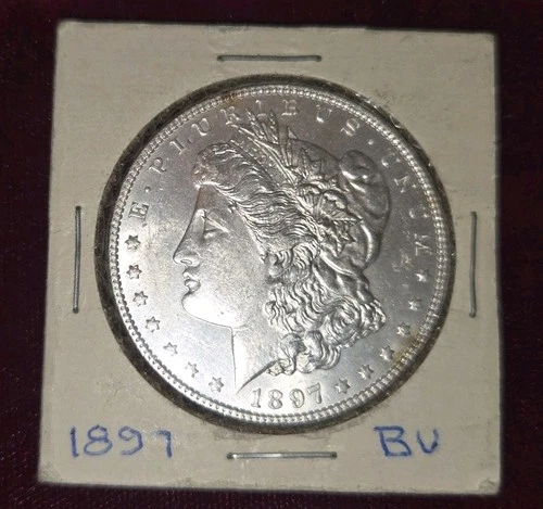 * 1897 * GEM BU MORGAN SILVER DOLLAR * MIRROR - NO RESERVE - KEY