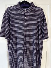 Hickey Freeman Men's Short Sleeve Polo Purple pattern Shirt Size LGE