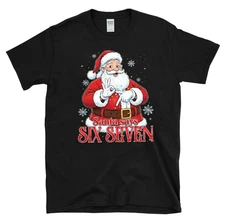 Six Seven Meme Christmas Santa Internet Joke Retro T-shirt S-4XL
