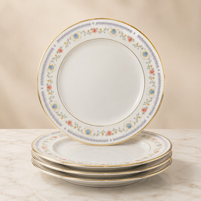 Tivoli Sango 8305 Salad Plates Set of 4 Pink Flowers Blue Shells Gold Trim