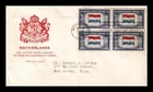 US COVER NETHERLANDS OVERRUN COUNTRIES FDC SCOTT 913 BLOCK OF 4 HF CACHET