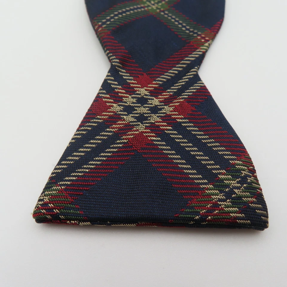 Brooks Brothers Bow Tie Blue Red Plaid 2.25" Wide Silk USA Makers - Image 2 of 4
