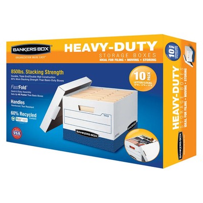 Bankers Box Heavy Duty File Boxes 10 Pack Letter/Legal 850 lb Stack Strength,NEW