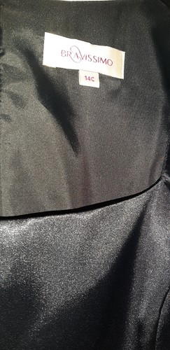 Stunning Flattering Black Lined Satin Dress With Floral Design Bravissimo Size14 - Picture 3 of 4
