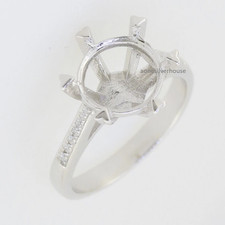 925 Sterling Silver Semi Mount Ring Setting Round RD 10X10mm Zircon Ring Women