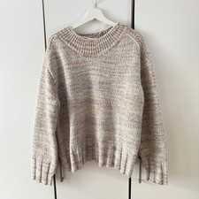 Free People Womens Jumper Size L Cotton Candy Knit Boxy Pullover .