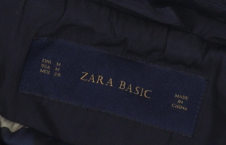 Abrigo azul para mujer Zara - mediano, abrigo forrado de sarga Foto 3 de 4