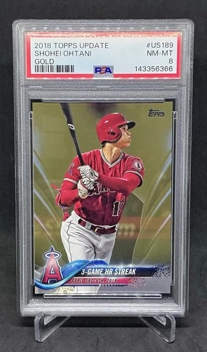 2018 Topps Update Series Shohei Ohtani #US189 Gold PSA 8 HR Streak #1655/2018