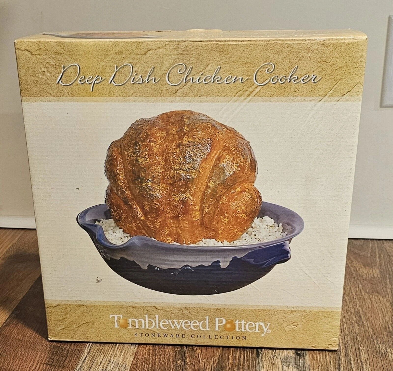 Tumbleweed Stoneware Pottery Deep Dish Upright Chicken Oven Roaster Bakeware
