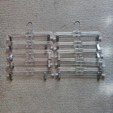 10 Clear Plastic Clothes Hangers W/ Metal Clips For Pants And Skirts Pre-owned