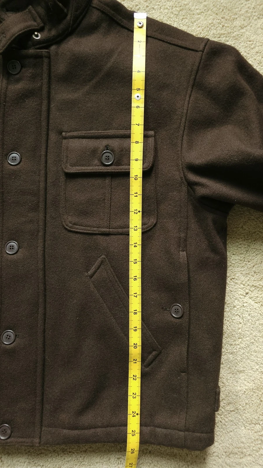 VTG DWW Made in Japan Thick Sturdy Melton Wool Hooded Utility Jacket Brown 38 S image 21