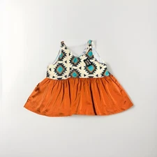 Rowdy Crowd “The Taylor” Tank Top Women’s XL Aztec Print w/ Orange Peplum Wester