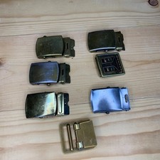 7 Vintage US Military Style Brass / Chrome Belt Chrome Buckles USA Made