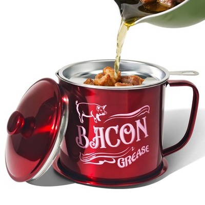 46Oz Bacon Grease Container Kitchen Oil Can with Strainer Anti Slip DishwashSafe