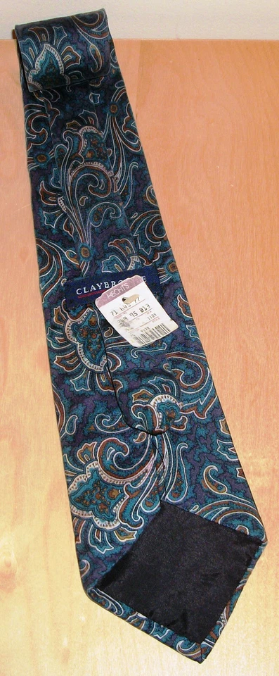 Corbata Claybrooke verde azulado y púrpura floral de seda para hombre 55" de largo x 3,75" W D169 Foto 3 de 4