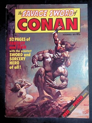 The Savage Sword Of Conan #1 Bronze Age Marvel Comics With Poster F-