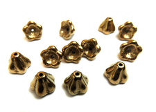 12 Pcs  BELL FLOWERS  6mm x 8mm  METALLIC BRONZE  GLASS BEADS LOT